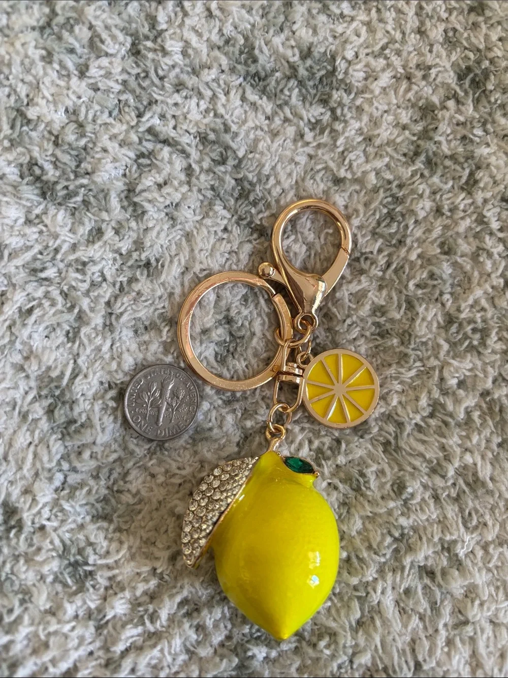 Yellow Lemon Keychain or Bag Charm Pendant NWT 4x1.5”
